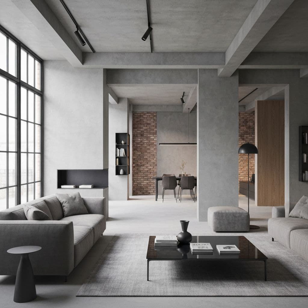 Room with Эффект бетона finish